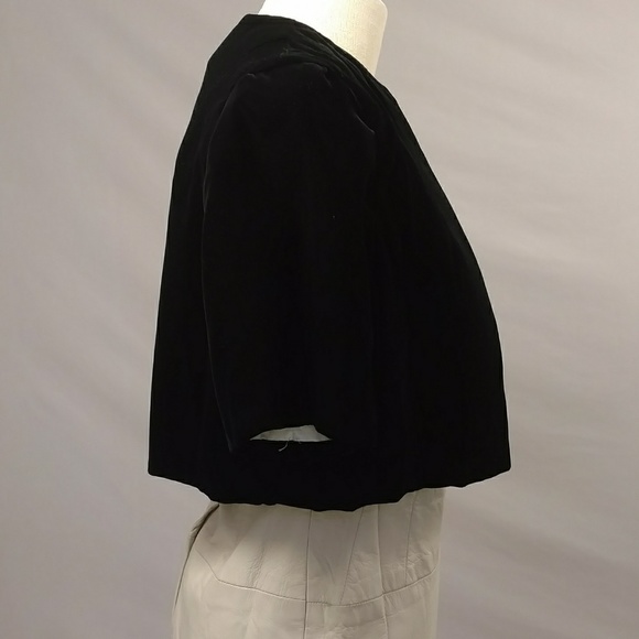 Vintage Velvet Crop Short Bolero Like Jacket 50s Fifties Black Silky Soft - Picture 2 of 8